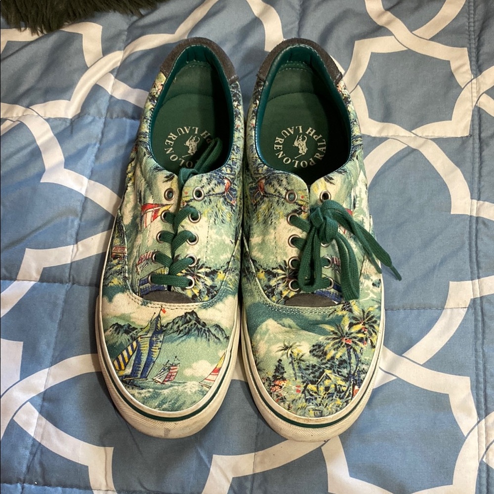 Polo by Ralph Lauren Green and Blue Artistic Sneakers